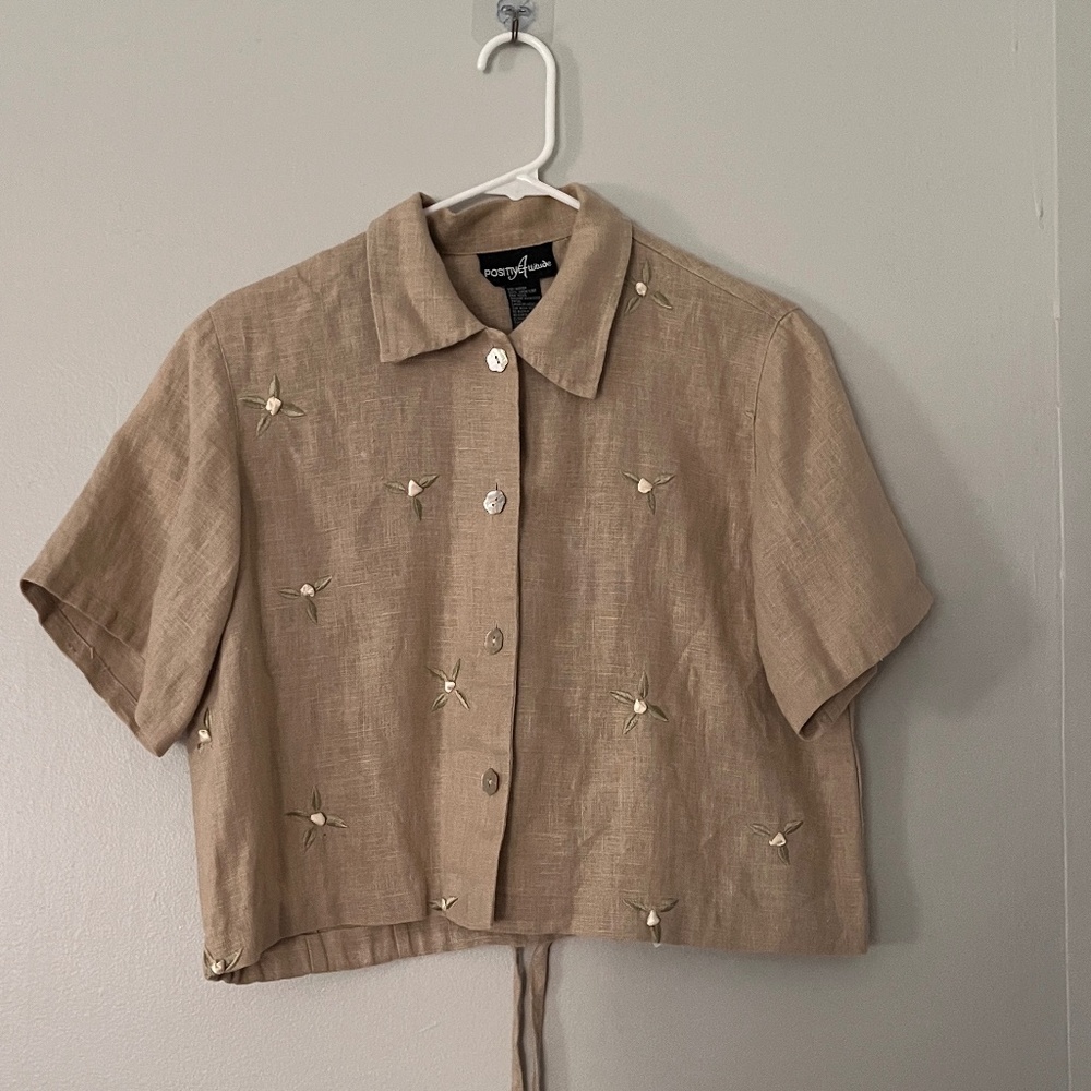 Vintage Linen Cottagecore Button-Up